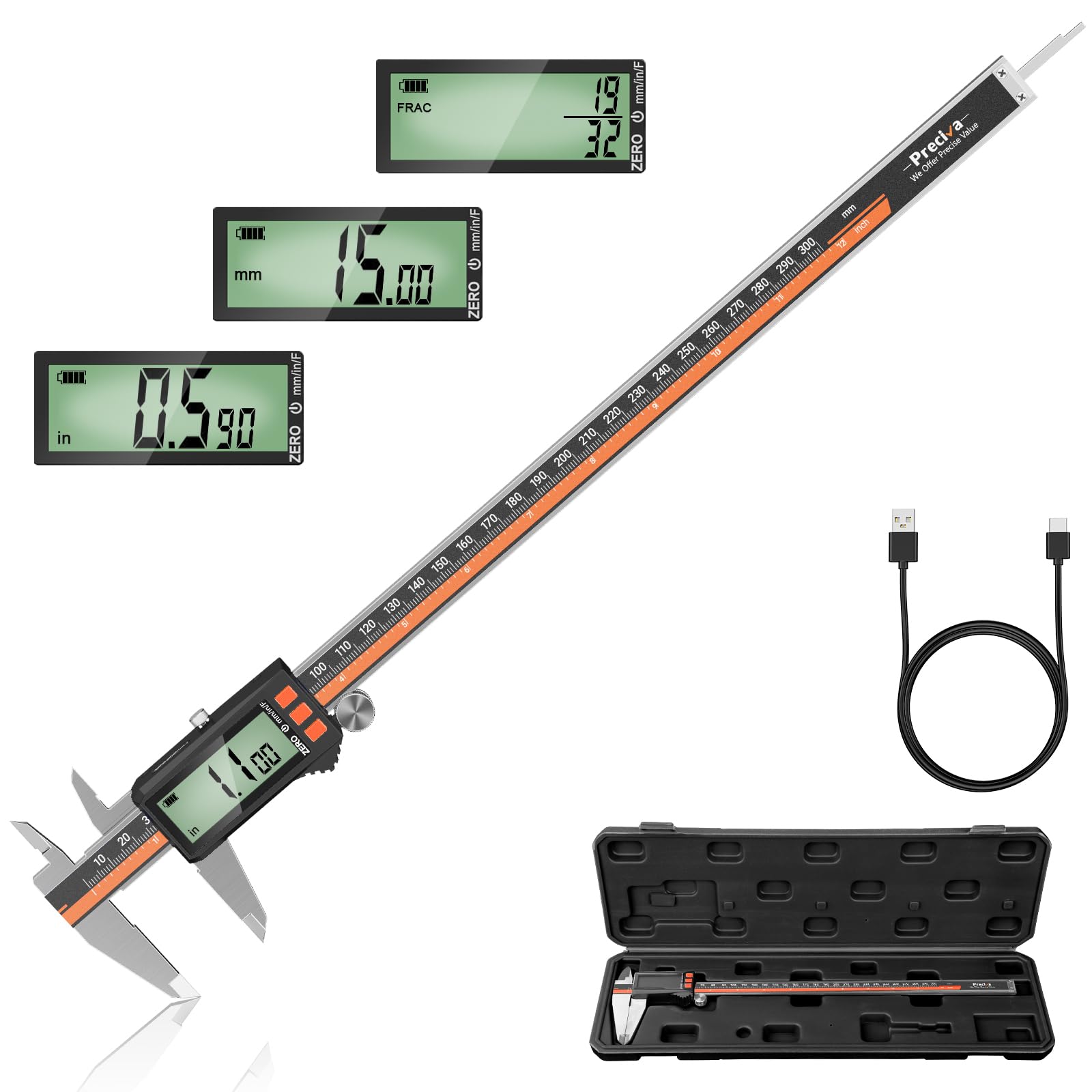 Preciva Digital Calipers - Rechargeable & Accurate -8