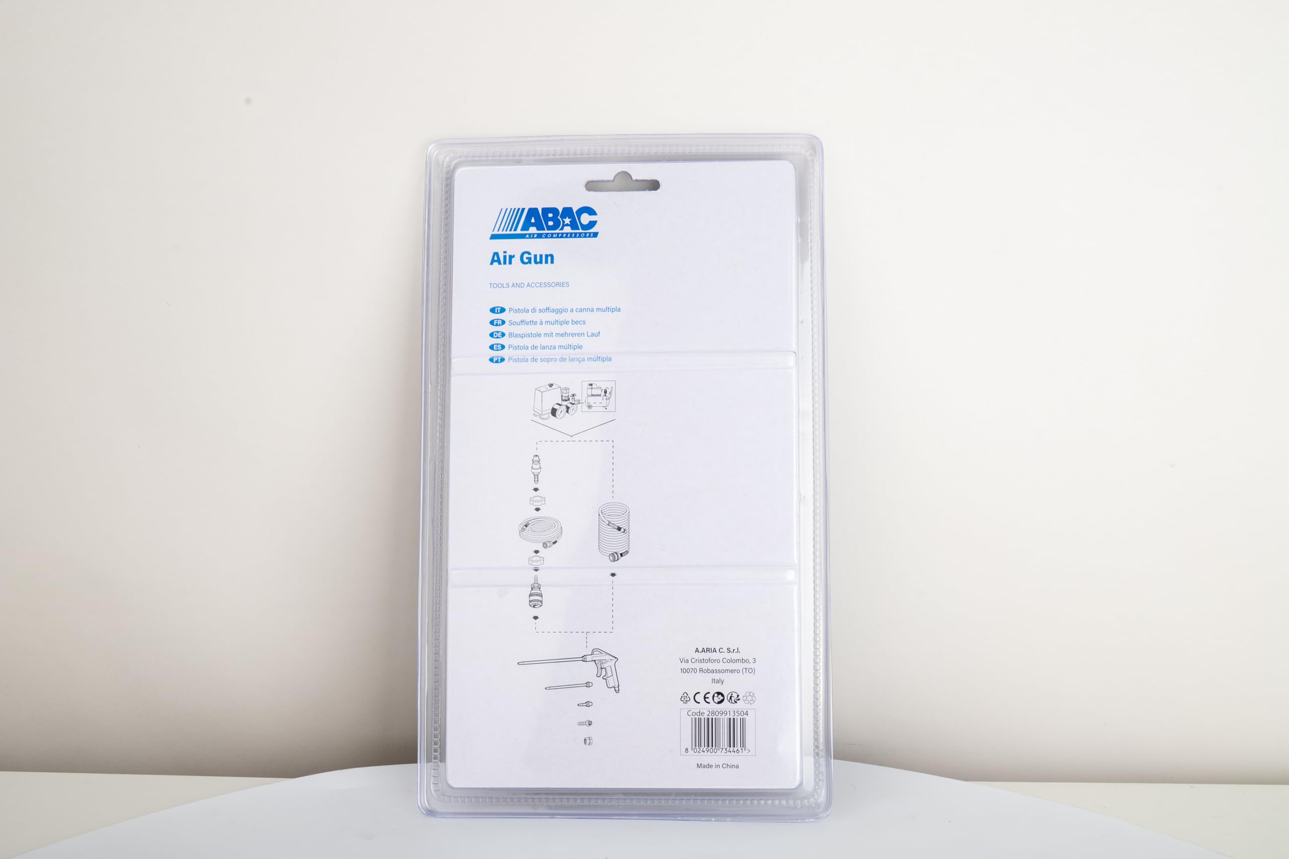 ABAC Pistola di Soffiaggio ad Aria Compressa G-502 PLUS, con Ugelli Multipli (25, 100 e 200 mm) per varie applicazioni, raccordo universale e raccordo a resca, Pressione Max 8 Bar, Alluminio