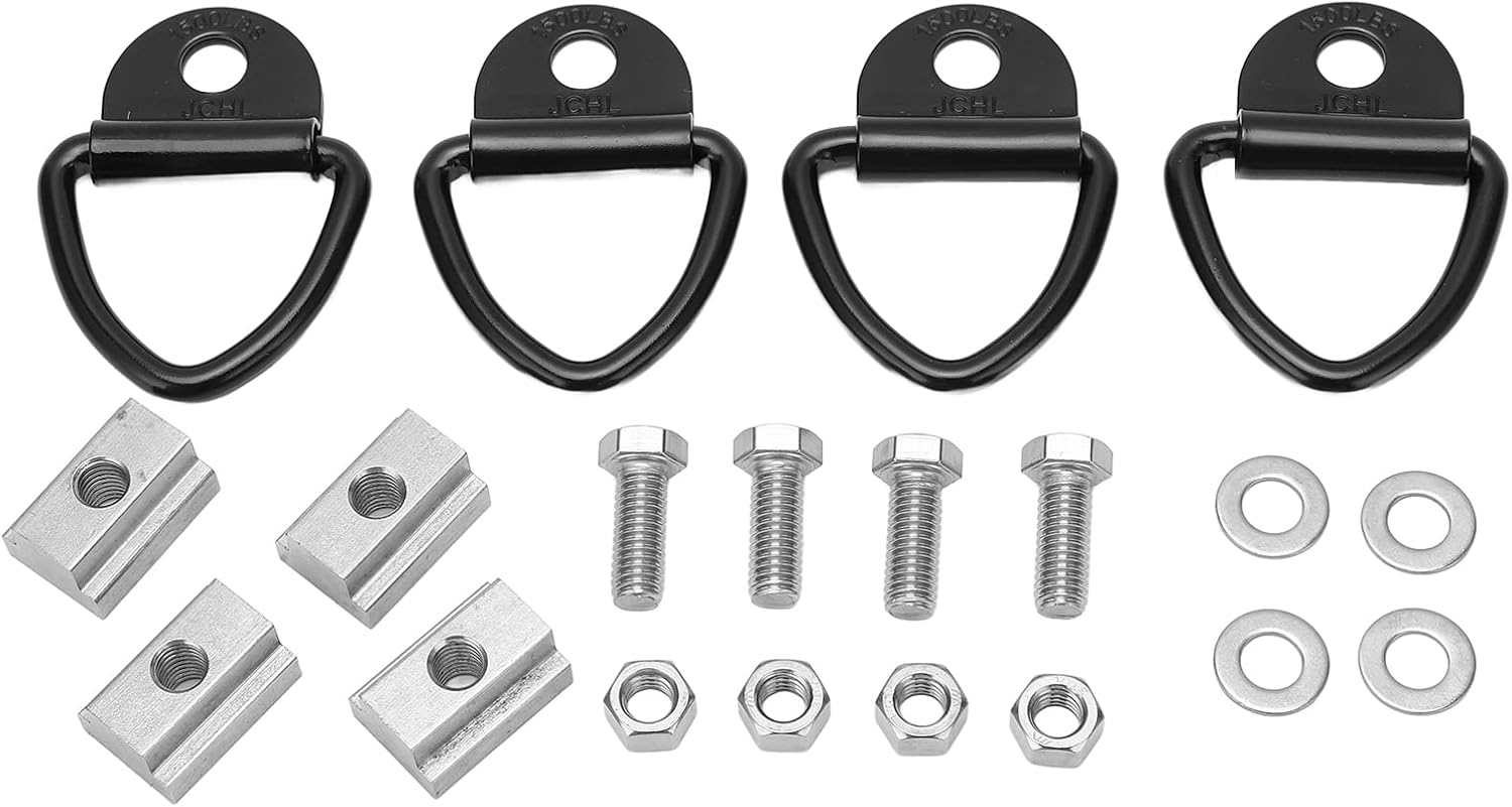 Bed Deck Rails Cleat T Slot Nut 3 / 8in - 16 Thread, 4 Set Stainless Carbon Steel, 3000LBS Breaking Strength - Heavy Duty Tie Down Anchors, Rustproof Material, Compatible with Pi