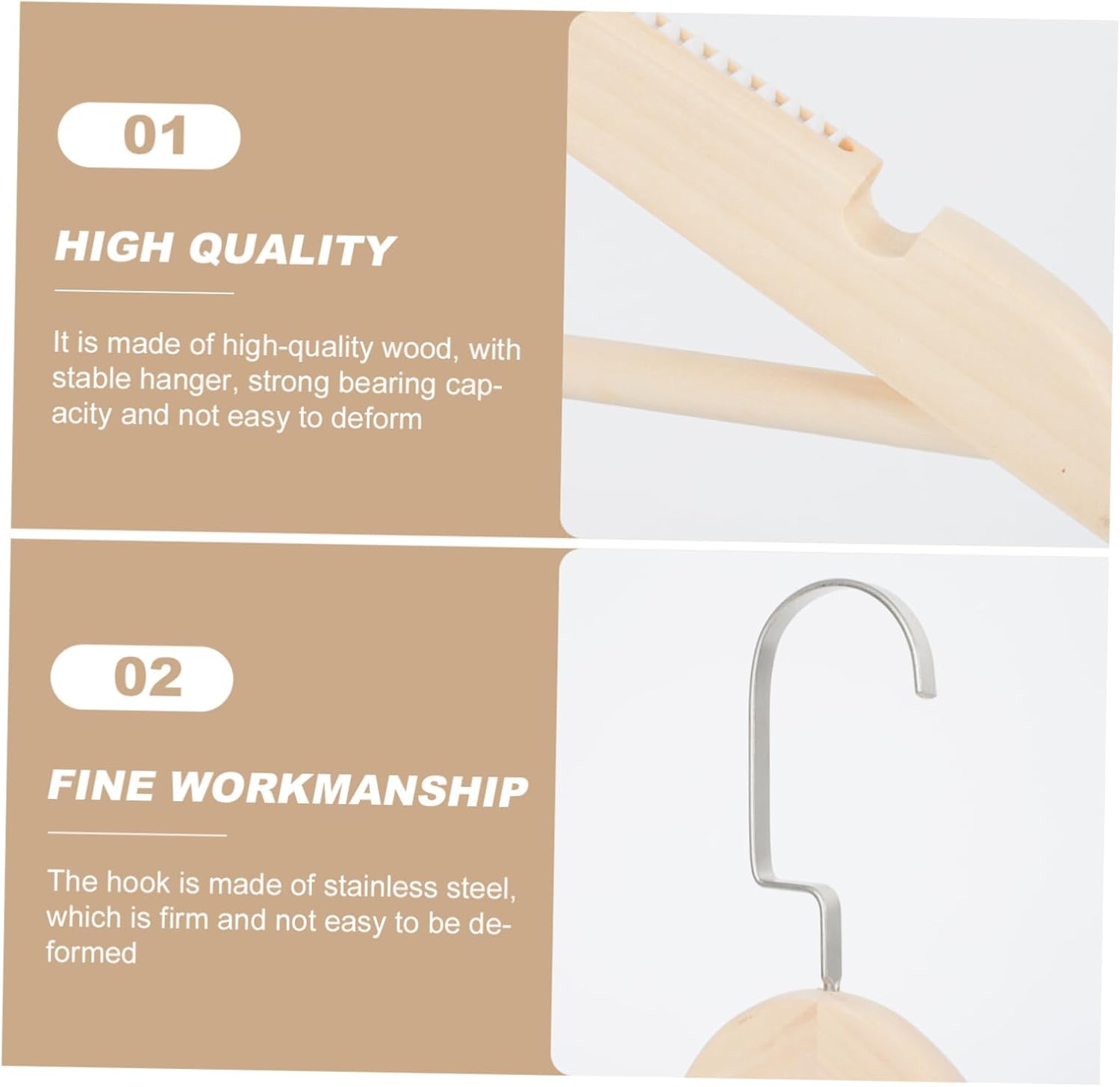 Cabilock 10pcs Retro Wooden Clothes Hanger Non-Slip Traceless Trousers Holders for Wardrobes Solid Wood Design for Coats and Pants Storage