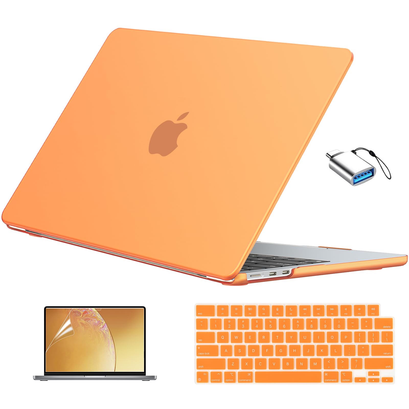 EooCoo Matte Case for MacBook Air 13 inch M5/M4/M3/M2 2026-2022, Orange