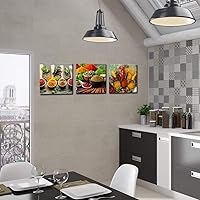 Vista 4 de Biuteawal Juego de 3 piezas de especias y cuchara, pintura artística para pared, cocina, decoración de pared, hierbas, alimentos, impresión