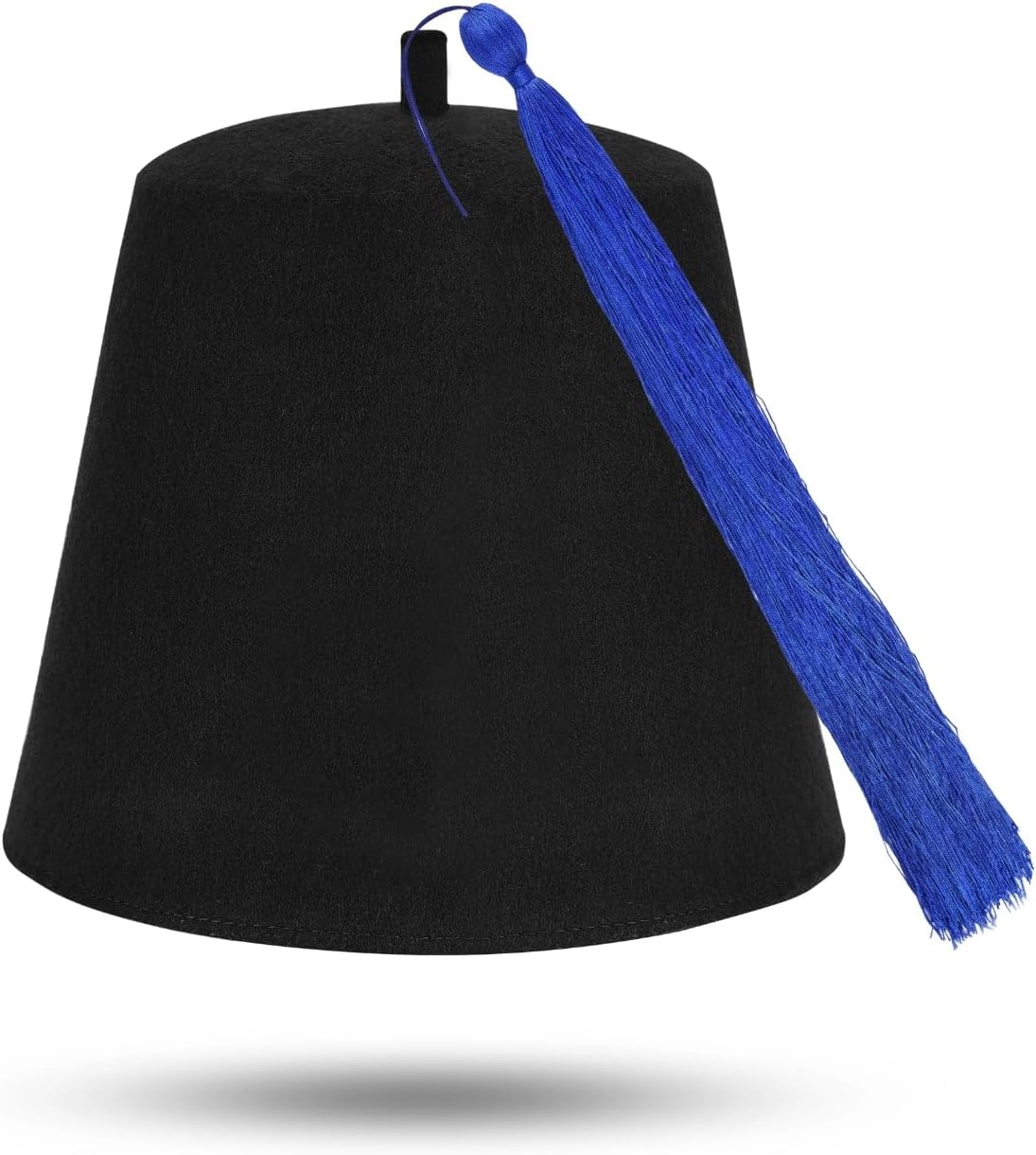 BRICKS MASONS Masonic Plain Fez Hat - Black Wool with Various Tassel Colors