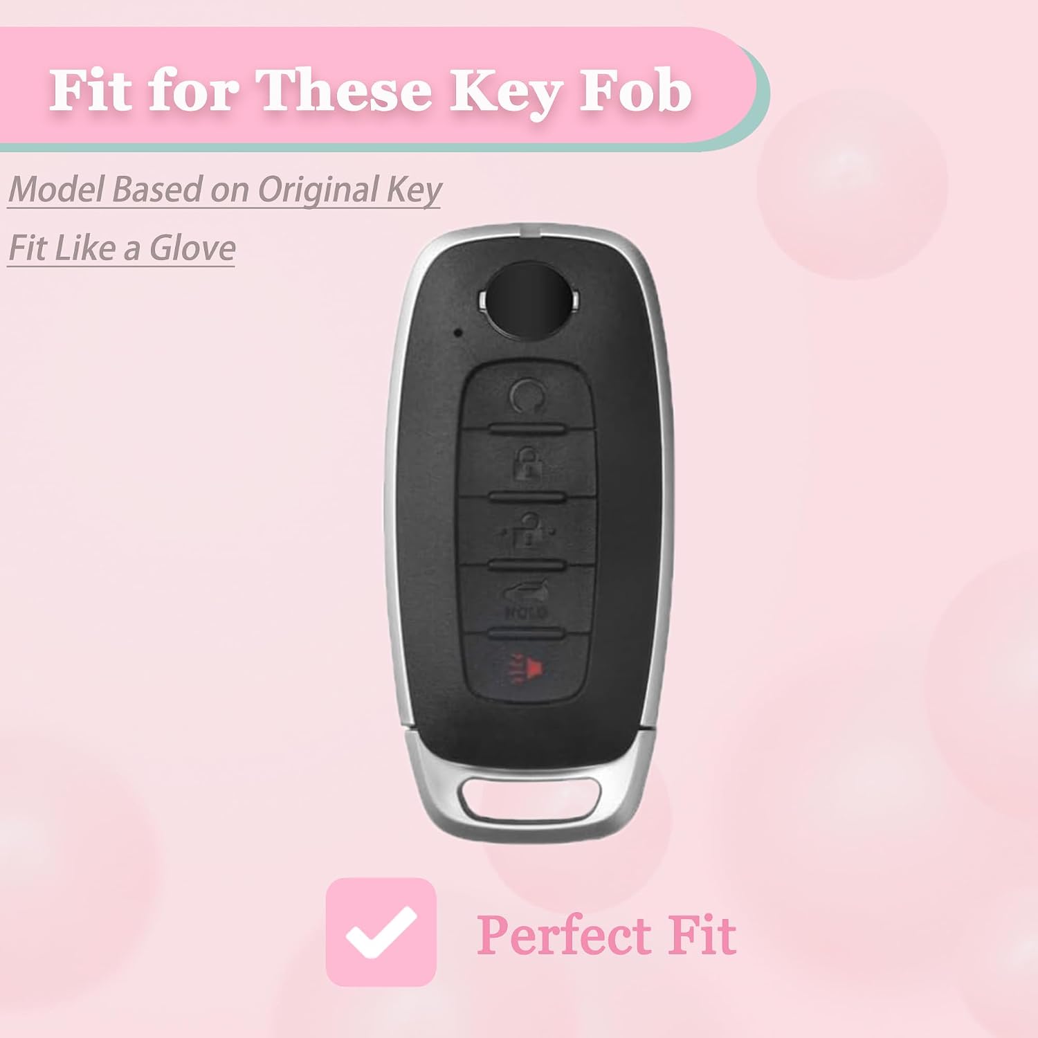 Key Fob Cover for Nissan - 5 Buttons Soft TPU Key Fob Case for 2023 2024 Pathfinder Rogue Versa kicks 2025 Sentra Patrol Armada Full Protection Smart Remote Key Shells (Pink)