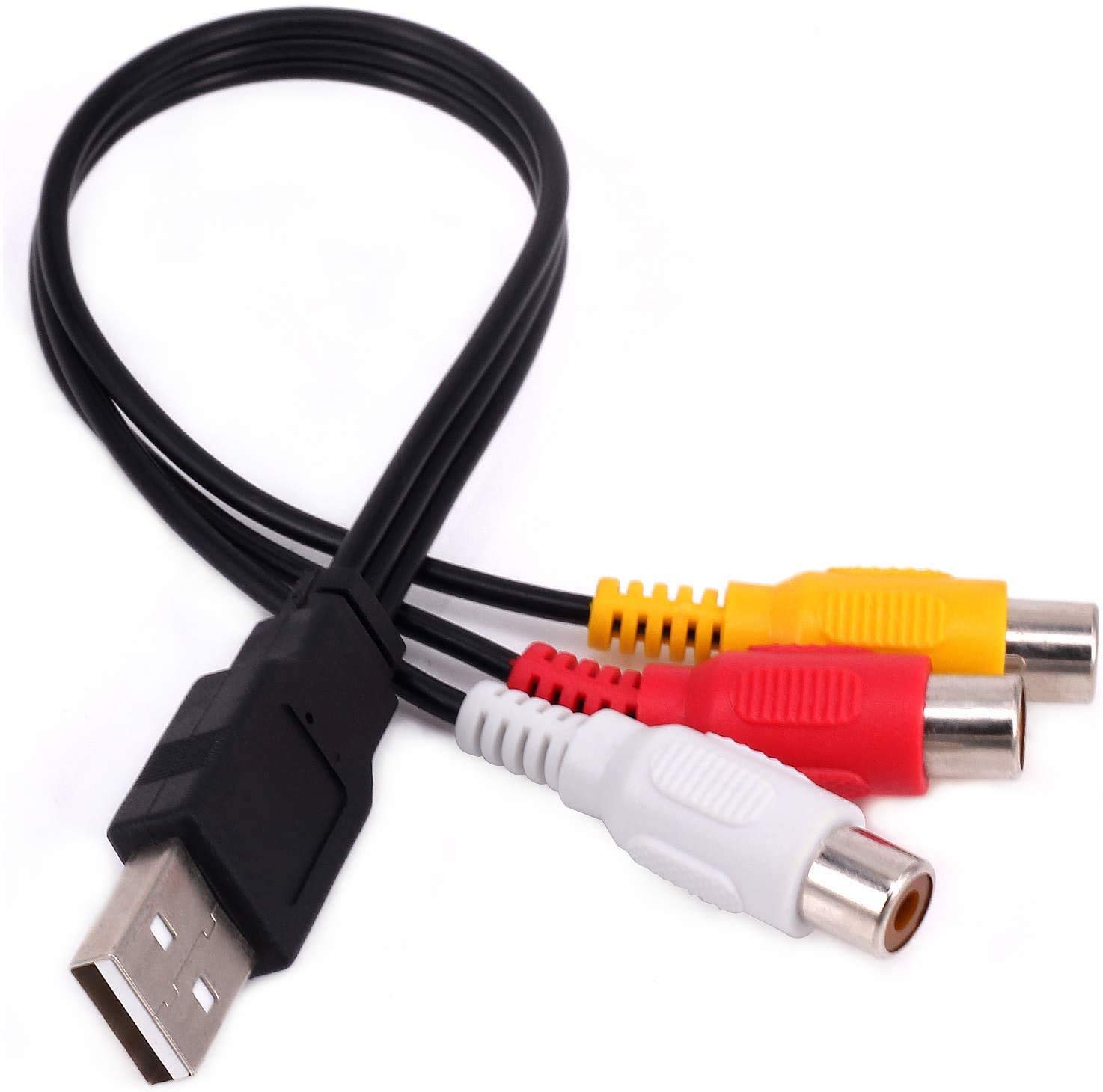 Cable USB a 3RCA, USB A 2.0 macho a 3 RCA hembra, tarjeta de captura de audio y video, cable adaptador compuesto AV para PC, Mac, AV, HDD y DVR (paquete de 1)