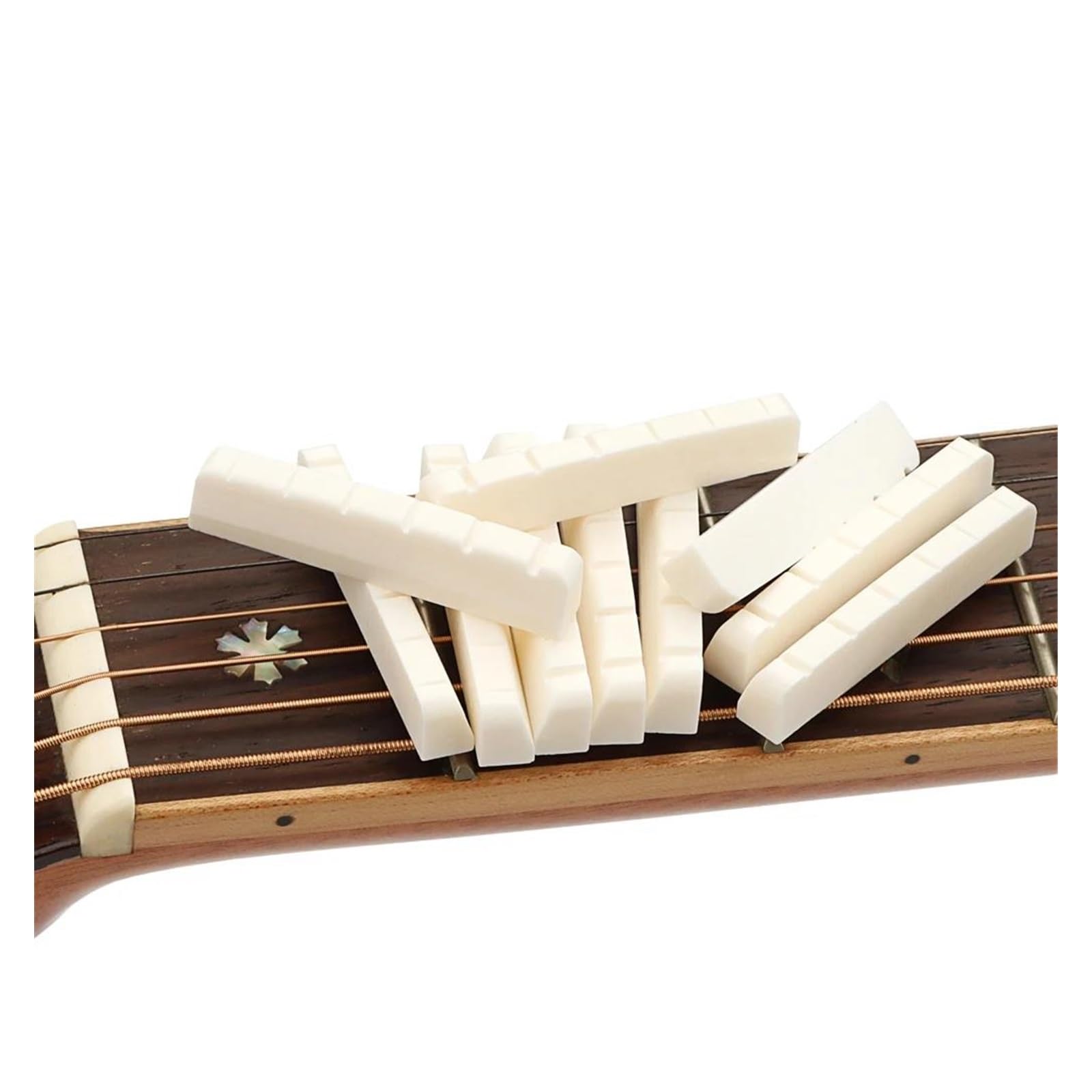 Siodełko Gitarowe 10 Sztuk 6 Strunowych Nakrętek Gitarowych Z Akcesoriami Do Rowków 43 Mm