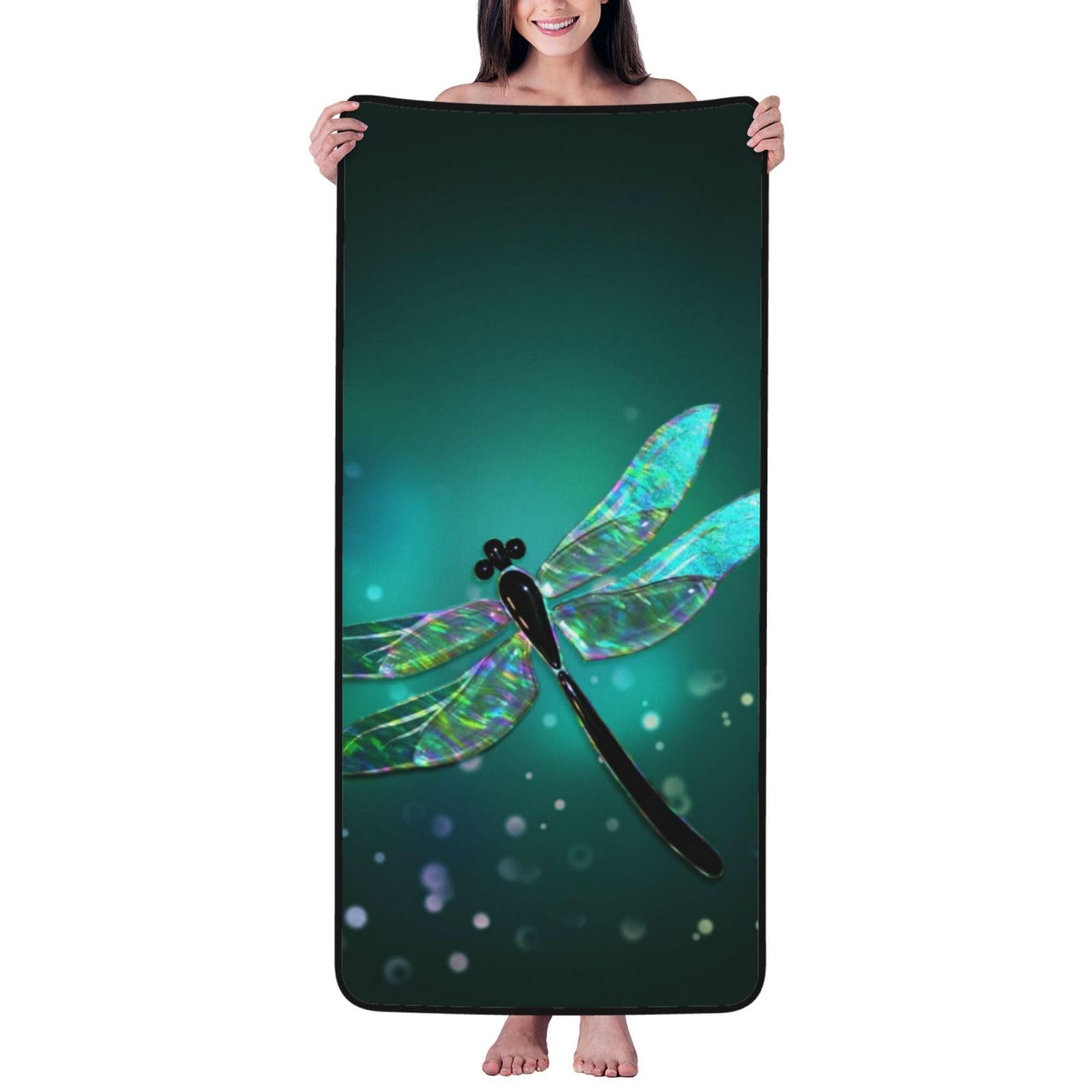 Galaxy Animal Dragonfly drukowany koralowy aksamitny ręcznik kąpielowy ręcznik plażowy