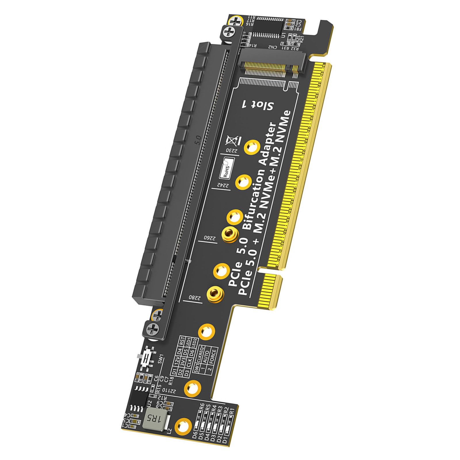 Efficiente PCIe 16X 5.0 Doppio NVMe Scheda Adattatori per Desktop Facile Installa e Trasferimento Dati A 32Gbps Thermals Adattatori