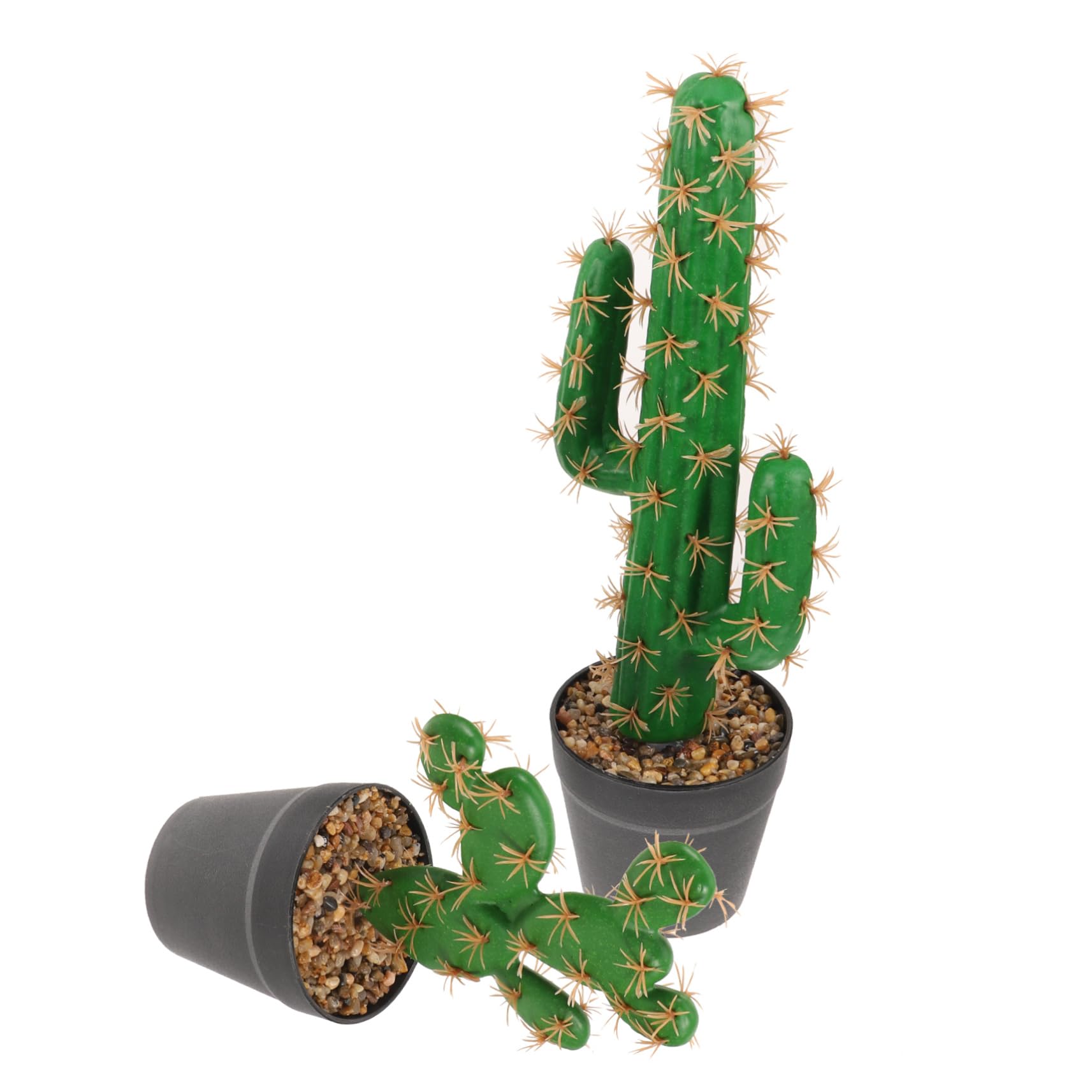 IMIKEYA 2 Pezzi Cactus di Fiori Falsi Mini Cactus Figurine di Cactus Pianta Artificiale Cactus Piccolo Ornamento Bonsai Pianta in Vaso da Tavolo in Plastica