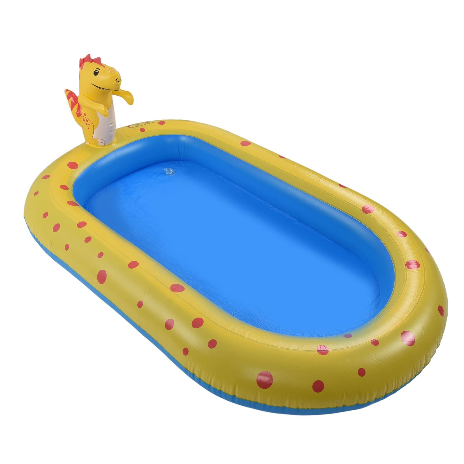 Piscina para Niños con Aspersor de Dinosaurio Inflable 3 en 1, Juguete de Juego Acuático para Niños de PVC Duradero de 170 × 103 × 65 Cm, Piscina para Salpicaduras de Jardín en