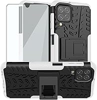 Vista 9 de Asuwish Funda de teléfono para Samsung Galaxy A22 4G de 6.4 pulgadas con protector de pantalla de vidrio templado y soporte delgado, híbrida