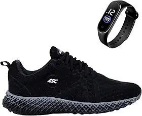 Tênis Masculino Esportivo Macio Academia Caminhada Dia-a-Dia + Relógio Tam40 Preto/Cinza