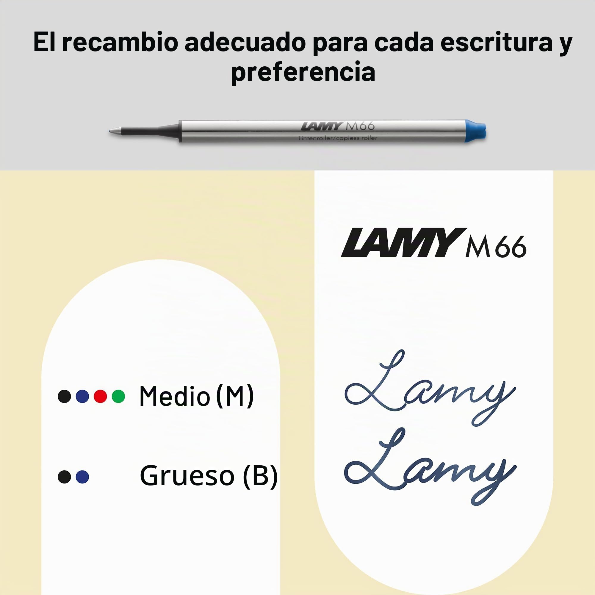 Lamy swift Palladium roller set de regalo - roller con sensación de escritura fluida - cuerpo de metal y ancho de trazo B - recambio M 66 en azul y estuche de cuero natural incl.