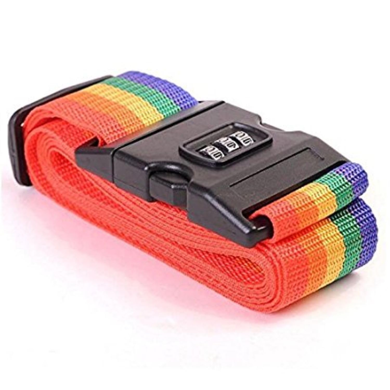 Adjustable Nylon Luggage Strap Belt with Combination Number Lock, TSA Approved Suitcase Belt, 2 Meter (Rainbow Multicolor) - Pack of 1