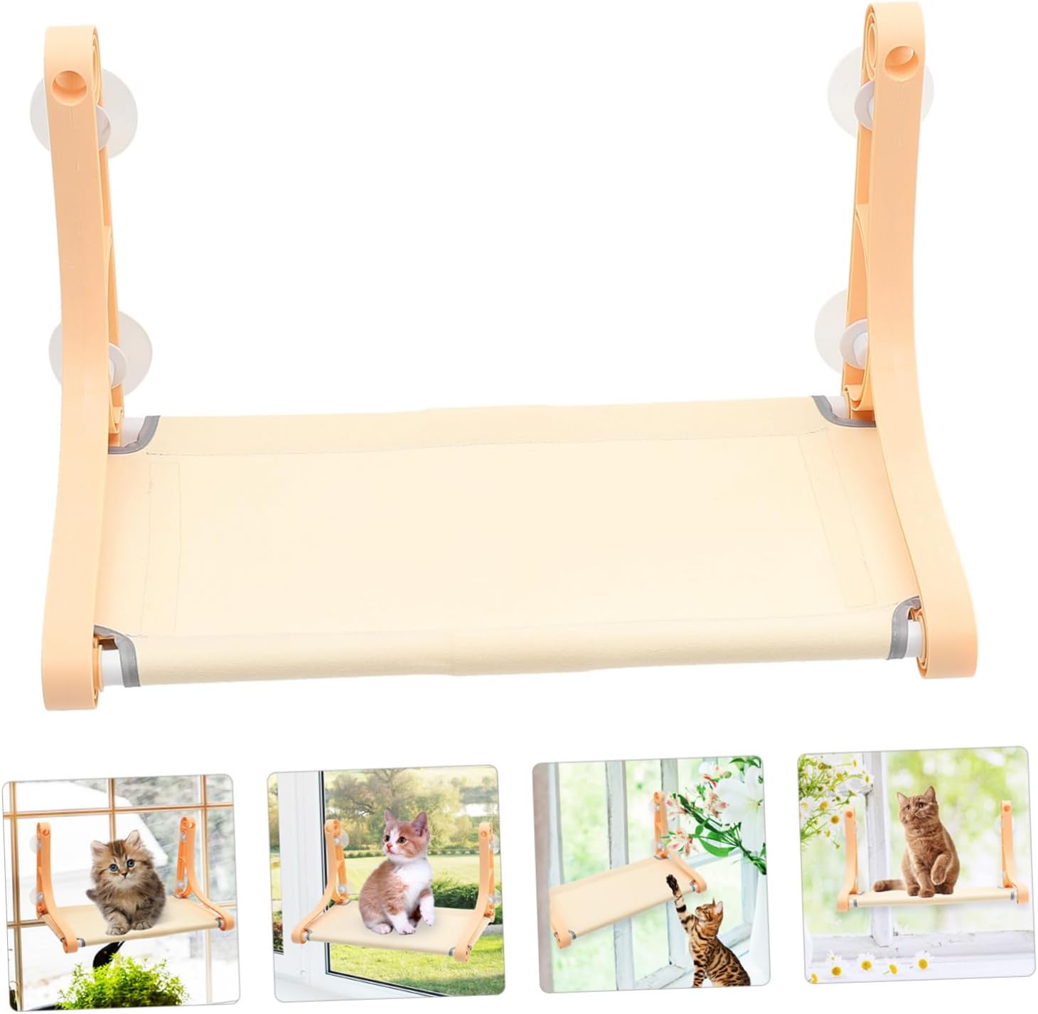 Generic Cat Window Hammock Strong Suction Cup Hanging Cat Bed Comfortable Indoor Sleeping Perch Safe No Odor Beige Supply