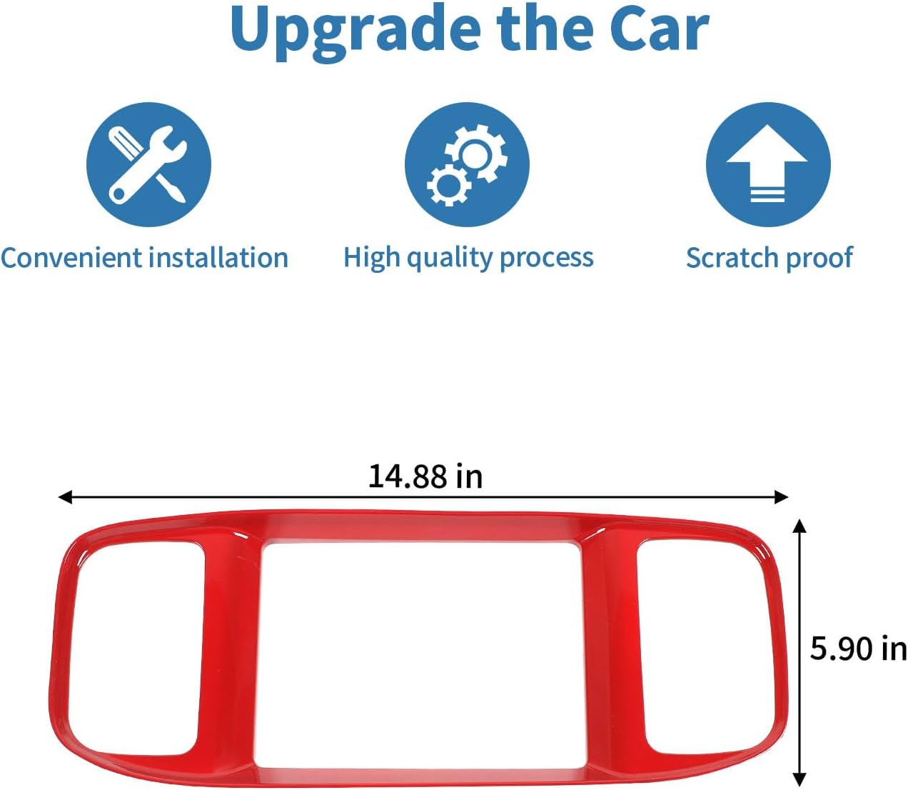 for Charger Center Dash Radio Screen Cover Trim for Dodge Charger 2015-2023 Red Interior Accessories 1pc