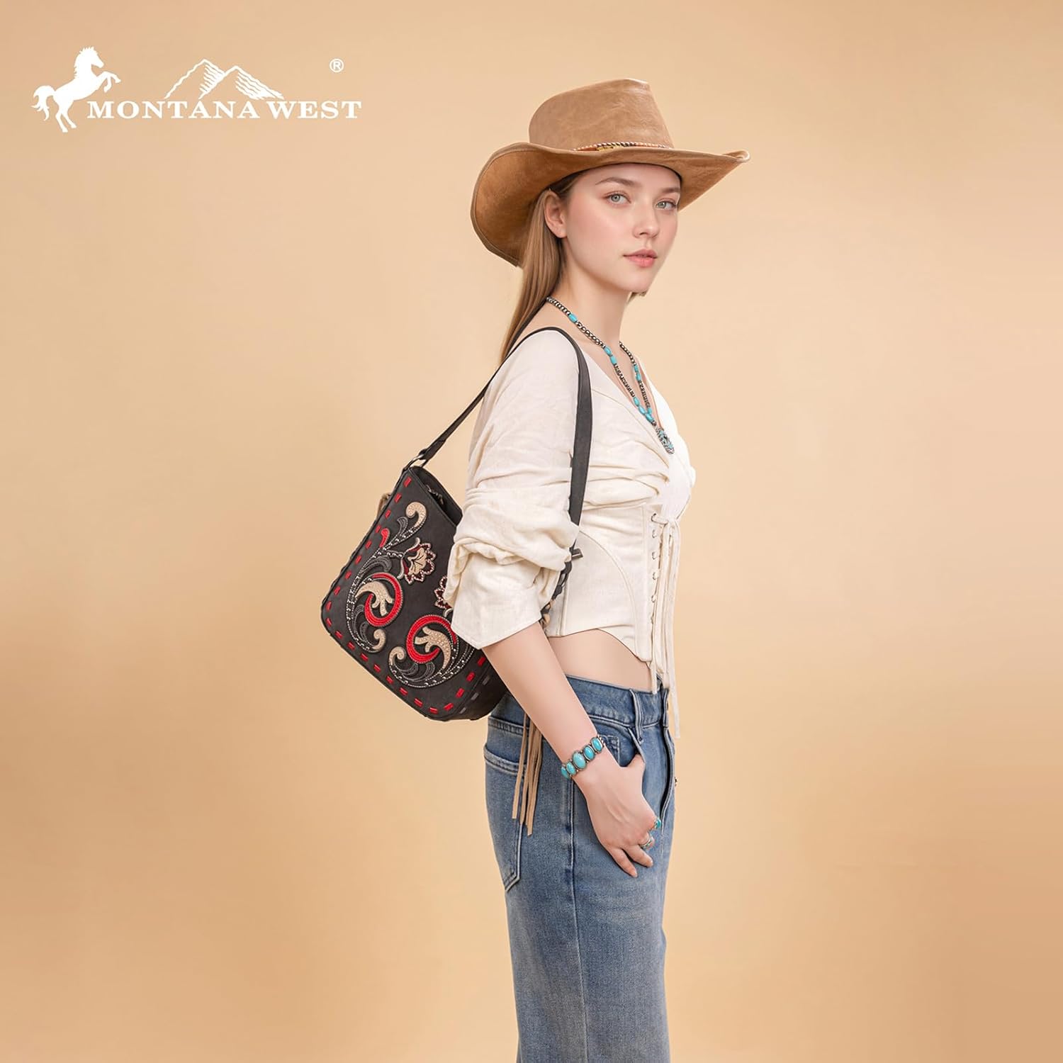 Montana West Western Embroidered Shoulder Bag for Women Vintage Floral Hobo HandBag - Image 3