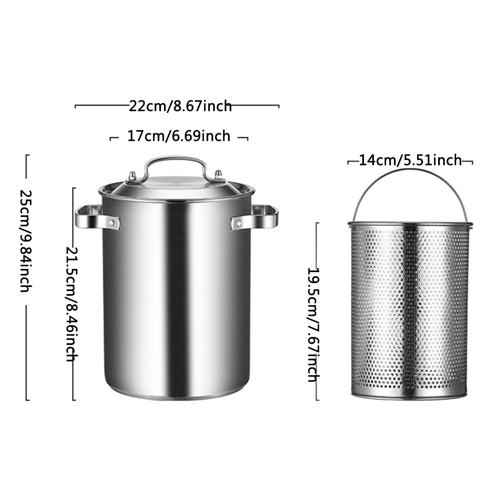 Vaporizador de espárragos para verduras con cesta de vapor interior y tapa de acero, olla de acero inoxidable de 4 litros para cocinar pasta de espaguetis para el hogar, olla para huevos duros, gambas