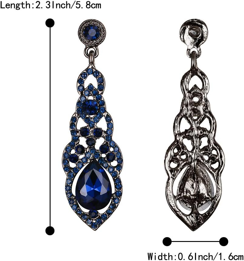 BriLove Women's Wedding Bridal Crystal Art Deco Teardrop Hollow Chandelier Dangle Earrings - Image 5