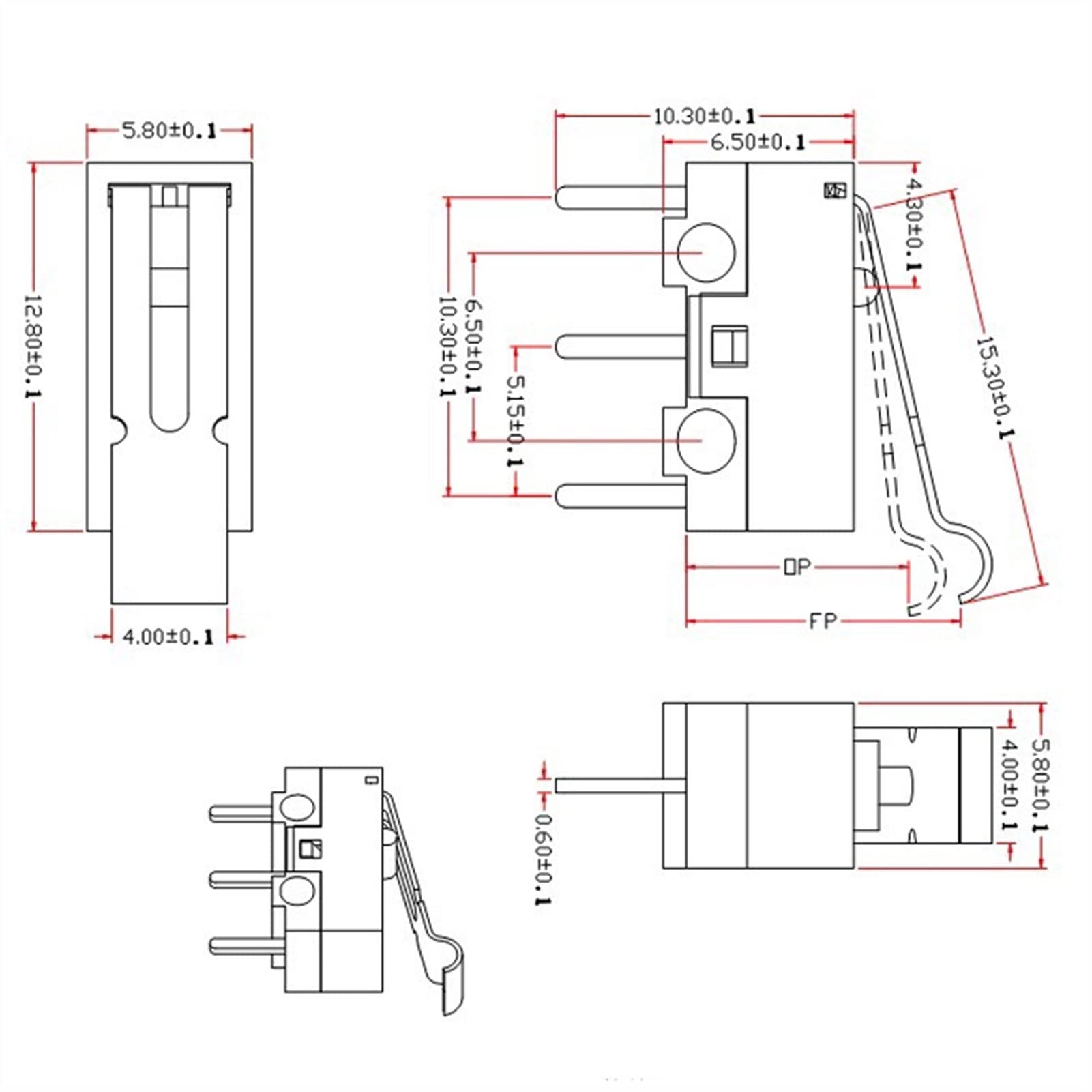 Microinterruptor 10 Uds 125V 1A SPDT Interruptor de micropalanca subminiatura