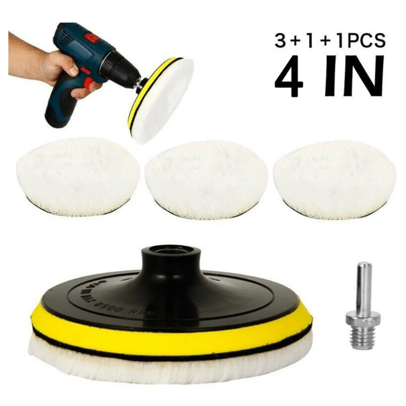 GYQAZSS 5Pcs/set 4 Inch Buffing Polishing Pads Wool Wheel For Car Polisher Kit Furniture Ceramic With Hooks And Loops