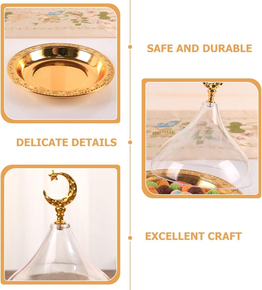 LIOOBO Elegant Cake Serving Tray Clear Lid Vintage Design for Cupcakes Snacks Fruits