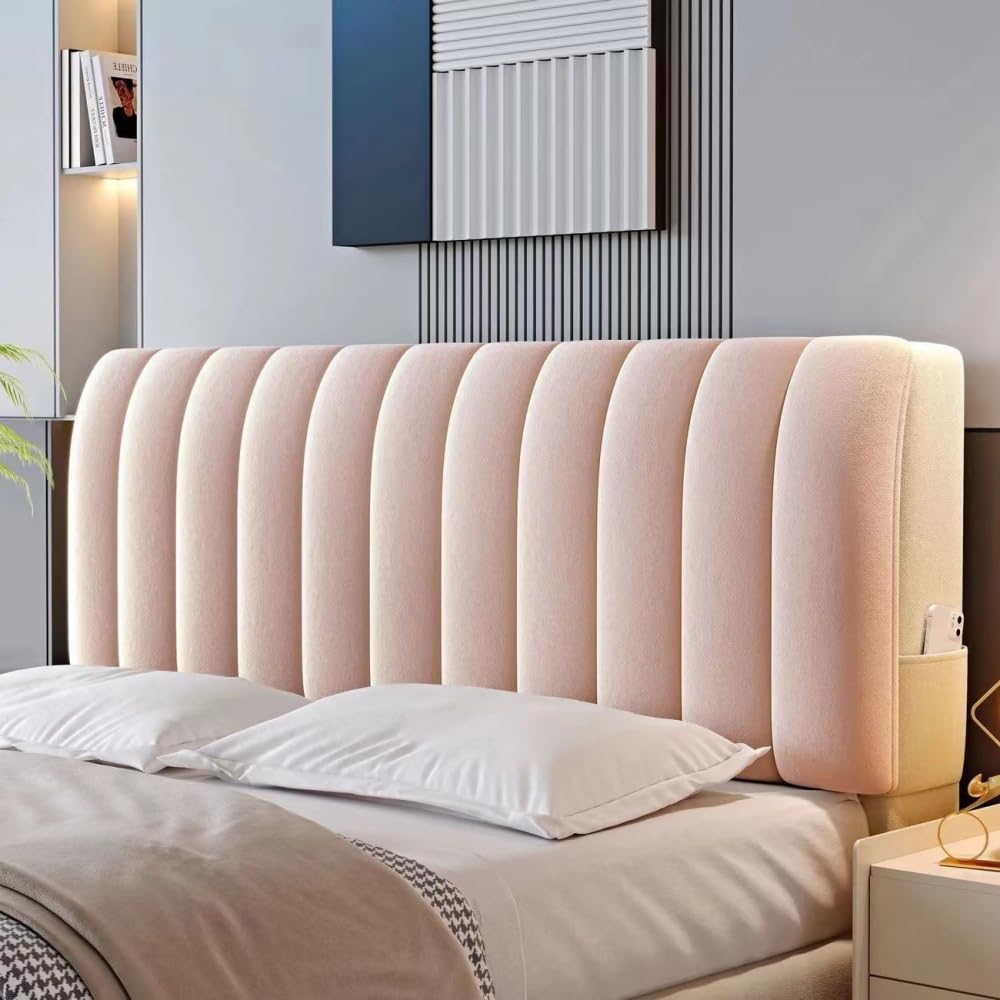 Housse de tête de lit contre l'usure housse velours rose 220cm