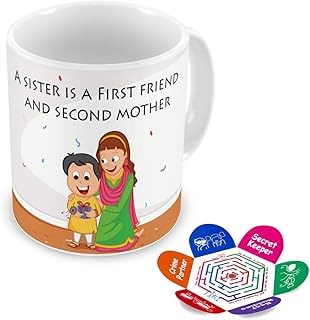 Indigifts Sister Is A First Friend & Second Mother White Printed Ceramic Mug