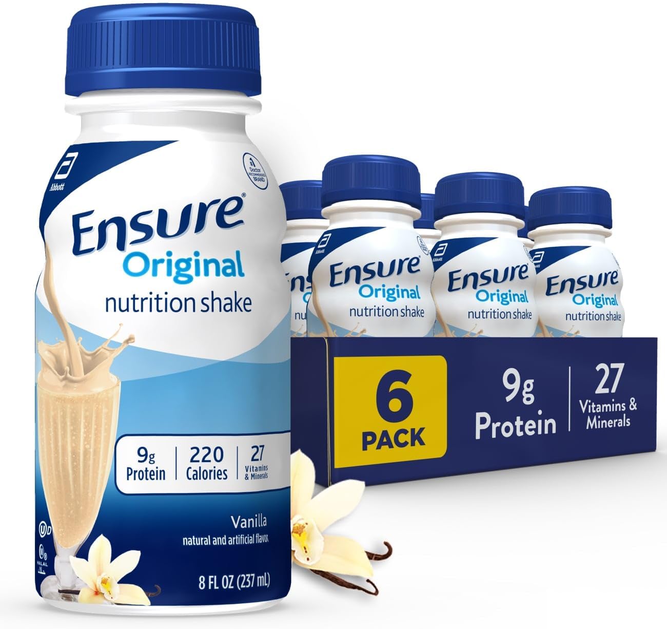 Ensure Regular Vanilla Liquid, 8 Ounce Bottle, 6 Count by Ensure