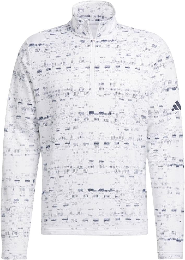 adidas Men's Core Printed 1/4 Zip Golf Pullover White/Navy M