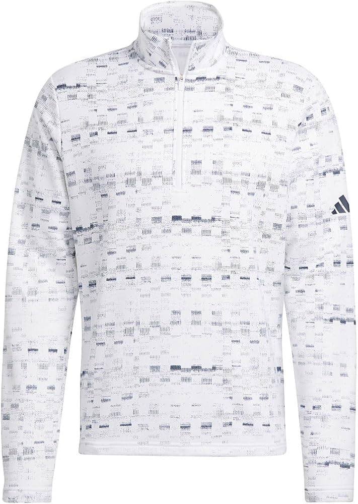 しろ adidas Men's Core Printed 1/4 Zip Golf Pullover White/Navy Xl at