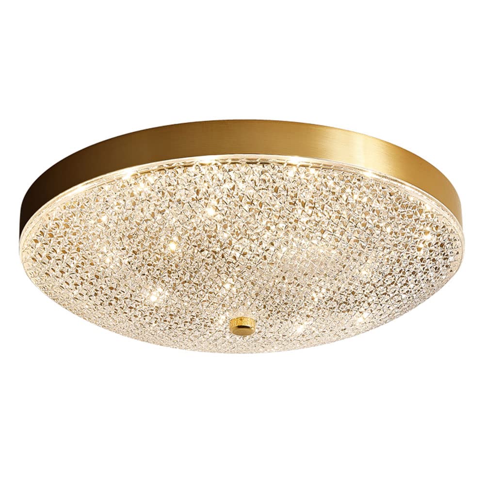 qudkdhs Retro Mid-Century Flush Mount Ceiling Light 1-Lights Brushed Metal Ceiling Lamp Gold Round Modern Ceiling Chandelier with Acrylic Shade for Bedroom Loft Farmhouse