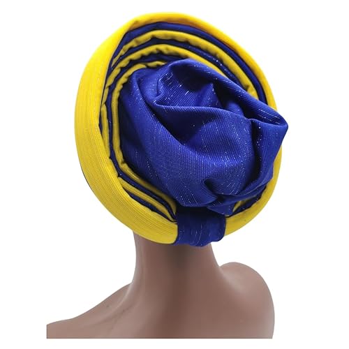 Miniatura 2 de Handmade African Turban Gele Headwrap (One Size Fits Most Heads), Handmade African Head Wrap, Already Made, Colorful Head Tie For Women (Black)