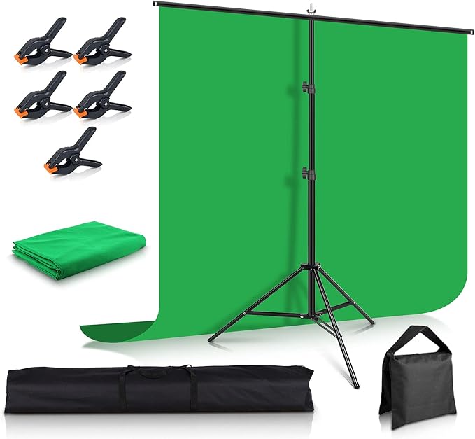 Green Screen Backdrop with Stand 5x6.5ft, Foccalli Photography Backdrop