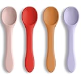 Silicone Baby Feeding Spoons, 4 PCS First Stage Feeding Spoons for Infants, Baby Led Weaning Feeding Supplies Training Spoon, Toddler Utensils, Ultra-Durable & Chewproof, Dishwasher Safe