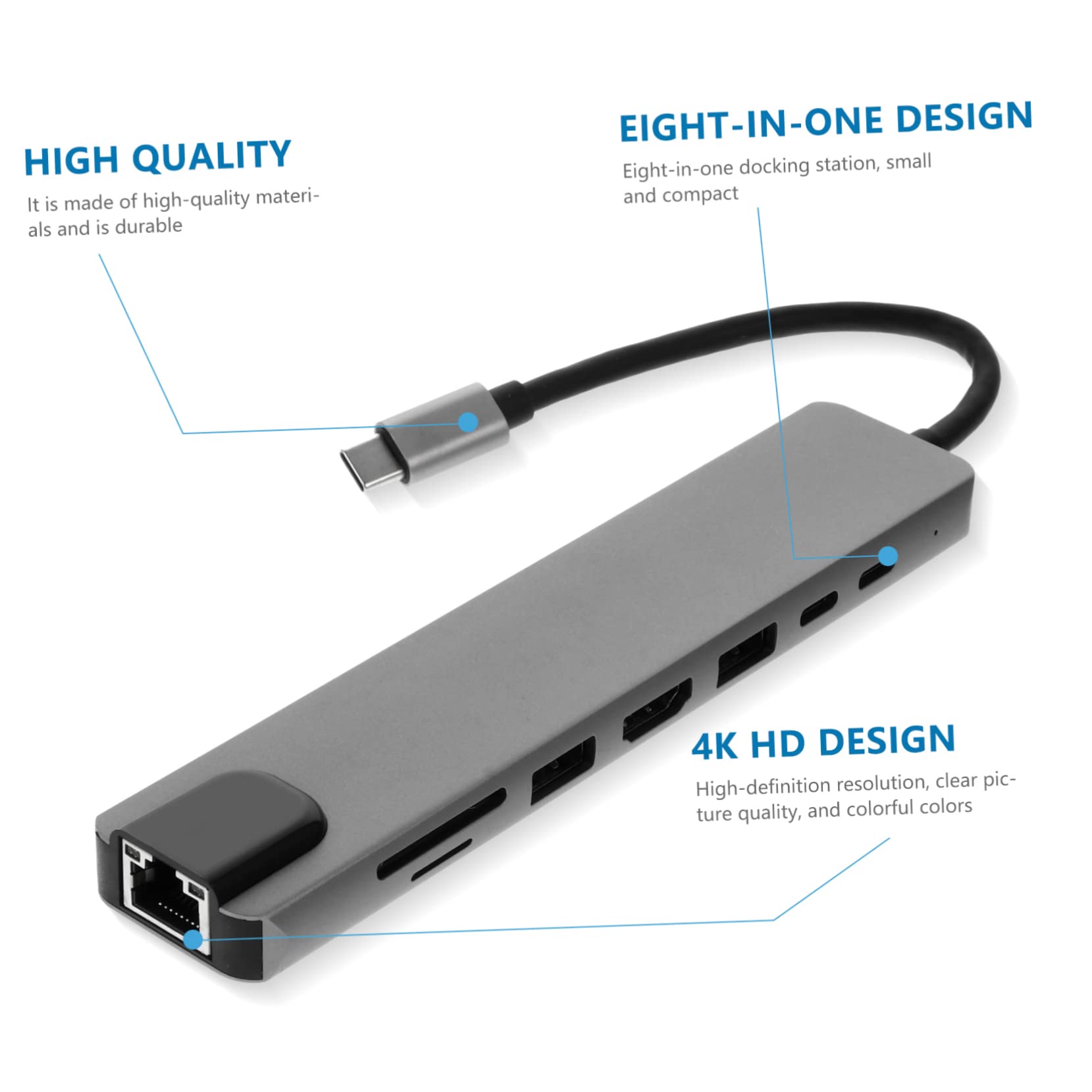 ABOOFAN 3pezzi Docking Station Usb c Compatta Adattatore Per Laptop e Smartphone Design Leggero e Portatile Supporto Ethernet e Ricarica Pd