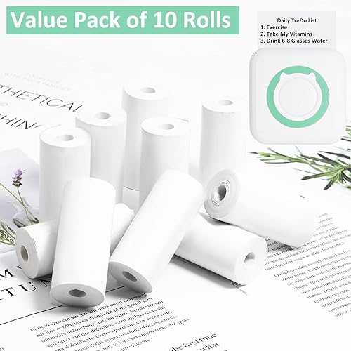 Miniatura 2 de AURTEC Rollos de papel térmico de 57 x 25 pulgadas para mini impresora térmica, caja registradora, recibo de punto de venta, impresión sin tinta,