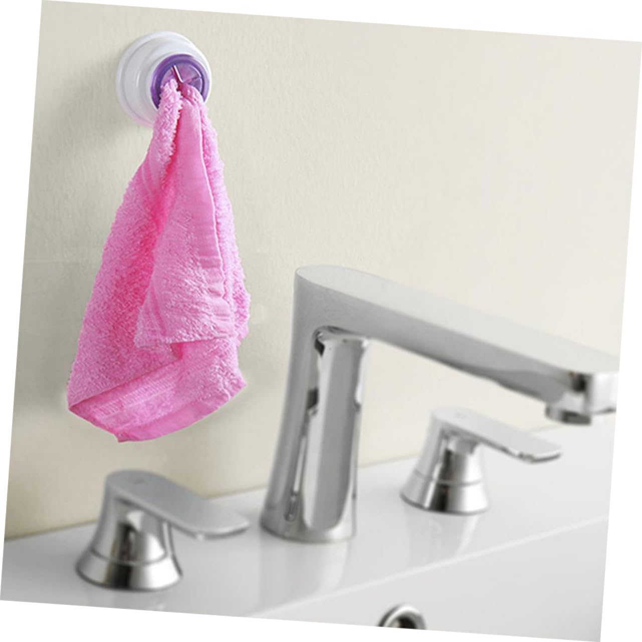 DECHOUS 4Pcs Self Adhesive Towel Holder Hooks Round Wall Mounted Grabber Clasp for Kitchen Bathroom Laundry Room Strong Water Design Easy Installation