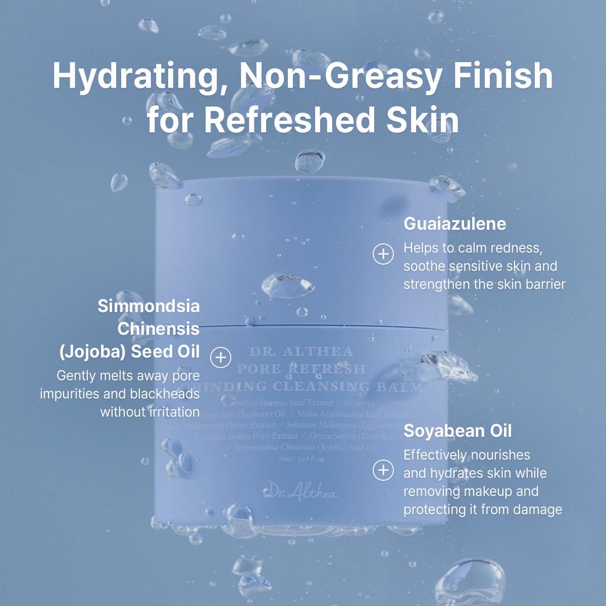 Dr.Althea Pore Refresh Grinding Cleansing Balm | Pore Cleanser with Green Tea Extract | Hygenic One-Step Makeup Cleansing Cream | For All Skin Types | Korean Vegan Skin Care | 1.69 Fl Oz