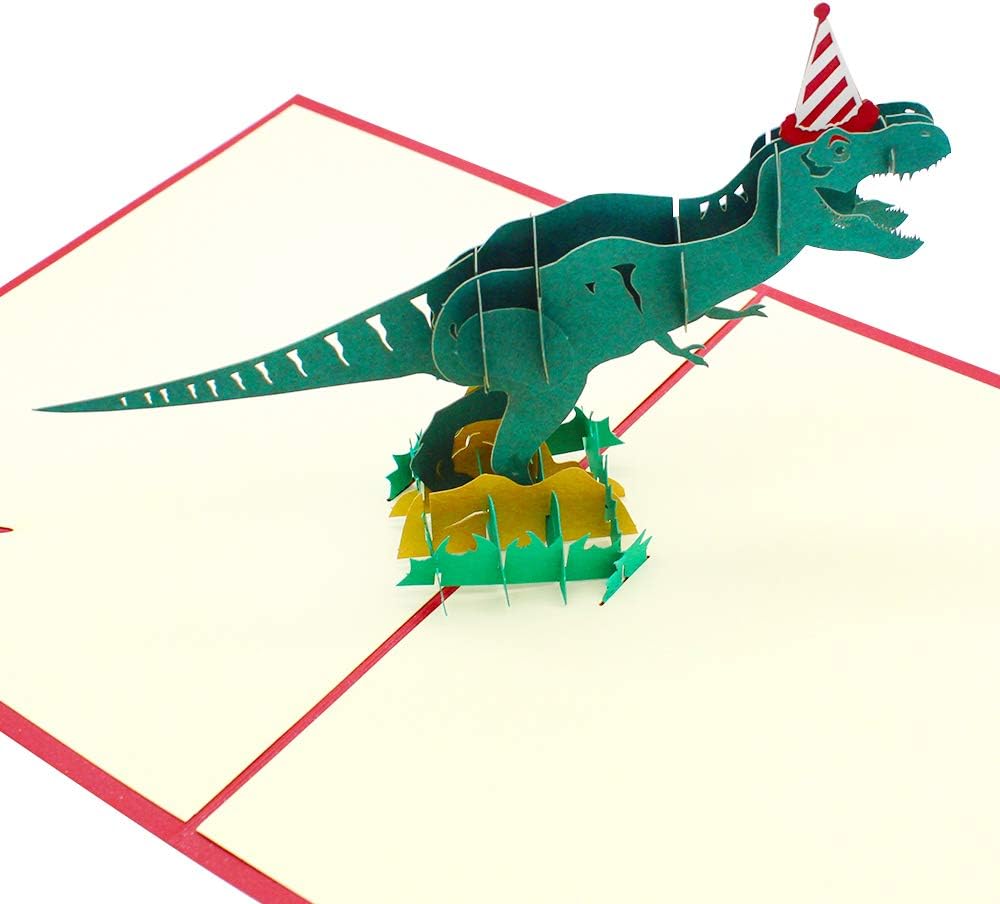 Dylan-EU 3D Dinosaur Pop Up Birthday Card with Envelope Jurassic Theme Greeting Card Surprise Blessing Card Funny Birthday Gift for Child or Adult - 20 x 15 cm