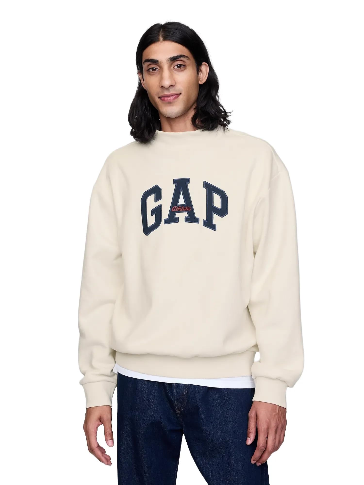 

                                                    GAP mens Logo Mockneck Crew Sweatshirt Carls Stone