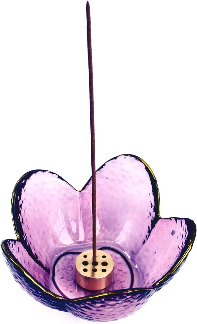 Flower Incense Holder, Crystal Purple
