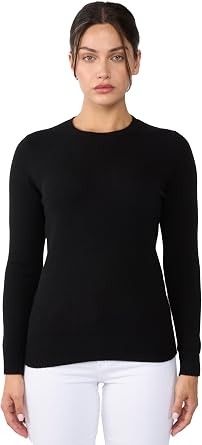 JENNIE LIU Womens 3-ply Cashmere Crewneck Sweater | Winter Cozy Cashmere Sweaters for Women