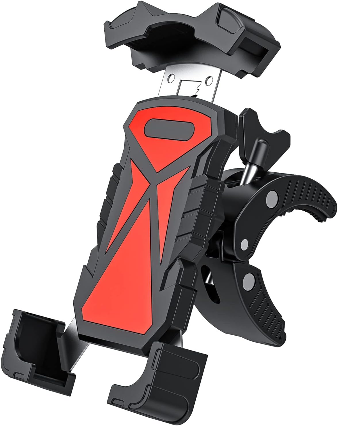 LYZYD Phone Mount for Bike Handlebars Cell Phone Handlebar Mount Motorcycle Phone Holder for Bicycle One Hand Operation Universal Clip for Scooter ATV Stroller for iPhone for Samsung for Nokia - Red