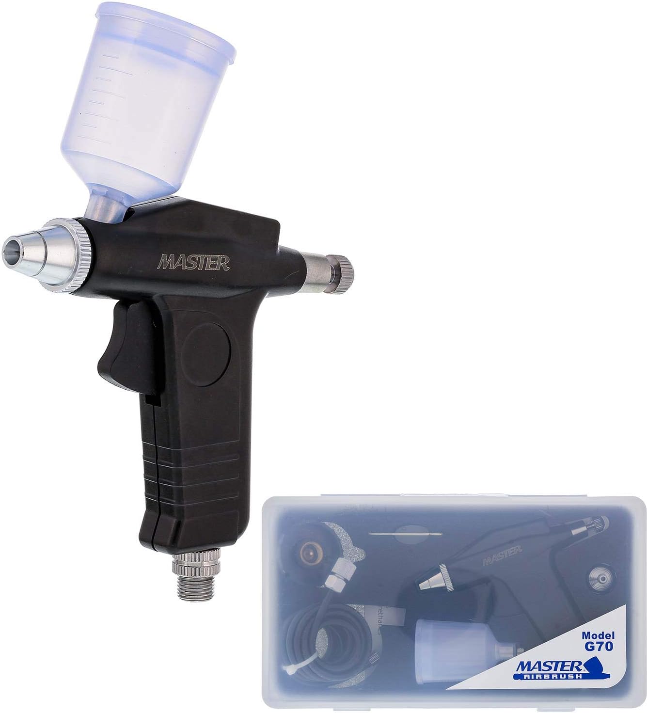 Master Airbrush Model G70 Universal Precision Trigger Style Gravity Feed with 3/4 Ounce Gravity Fluid Cup and 0.3mm Nozzle