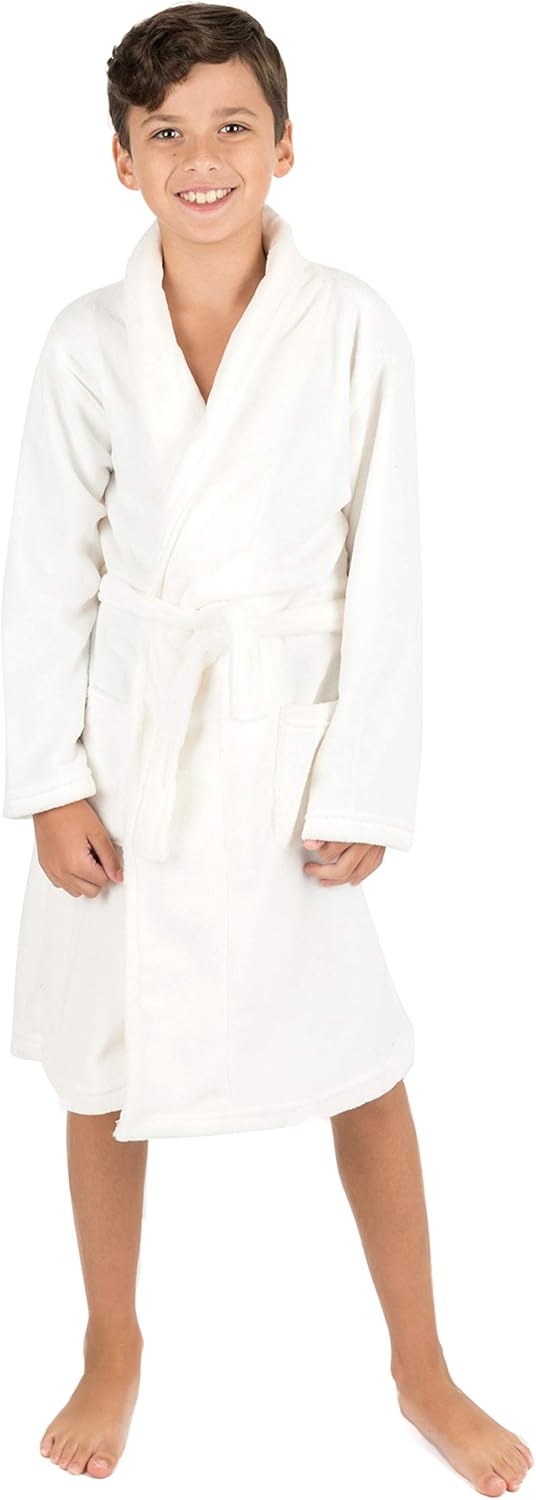 Leveret Kids Robe Boys Girls Bathrobe Shawl Collar Fleece Sleep Robe Size 4-14 Years