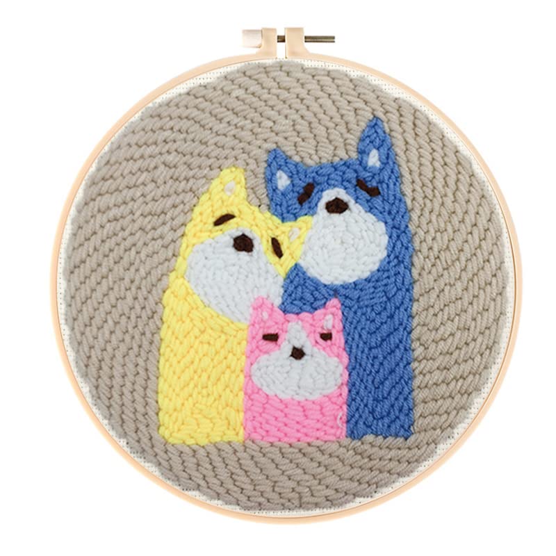 Alpaca Family Punch Needle Embroidery Kits for Beginners Complete Starter Set with Color Yarn, Ergonomic Tool, Reusable Hoop & Video Tutorial DIY Craft for Adults & Kids Home Decor 20x20cm (24)