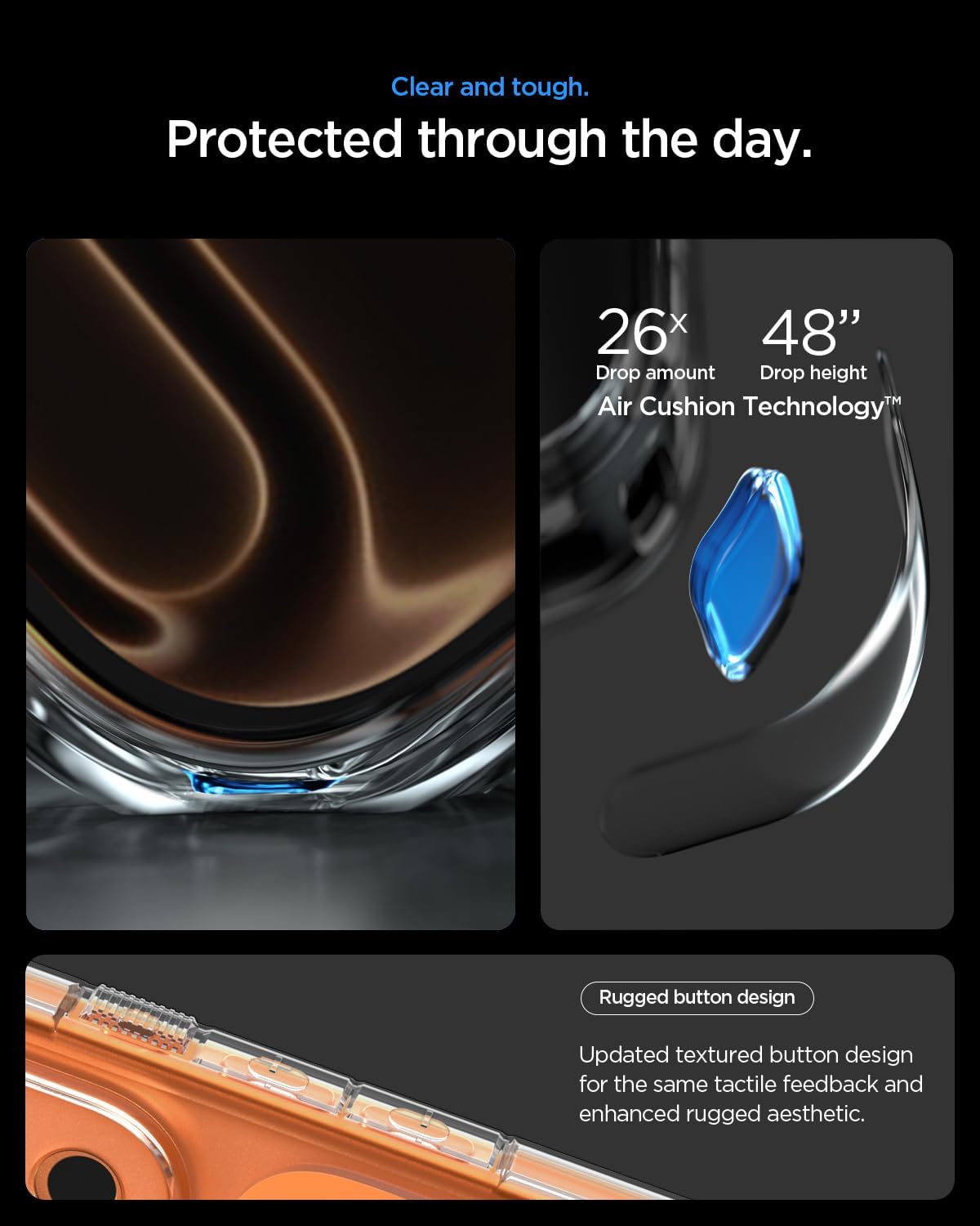 Spigen for iPhone 17 Pro Max Case, Ultra Hybrid T MagFit [Camera Control Button] [Compatible with Magsafe] - Glossy Orange - Image 7