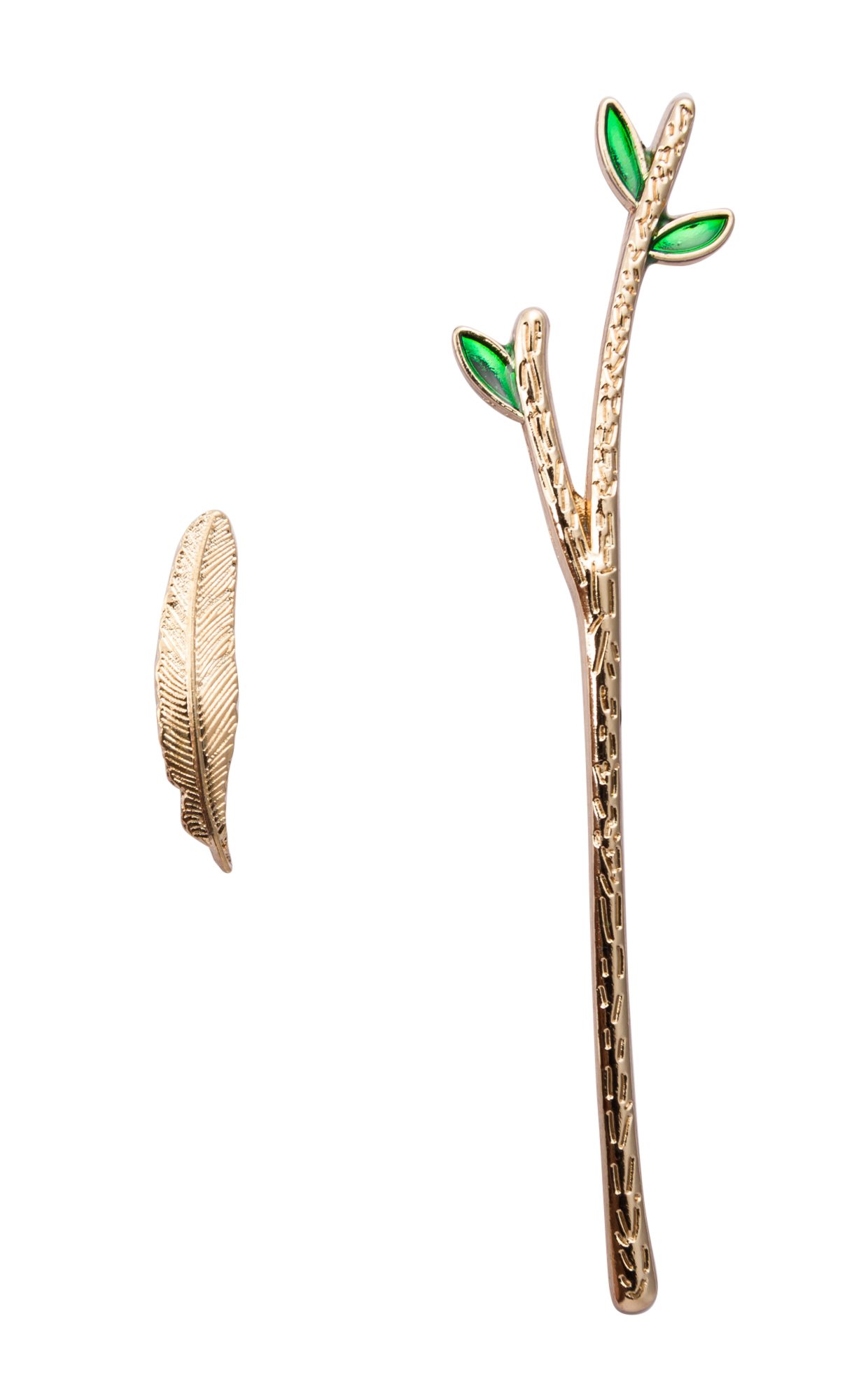 knighthood Men's Alloy Feather and Branch Lapel Pins (Golden)-picture-20