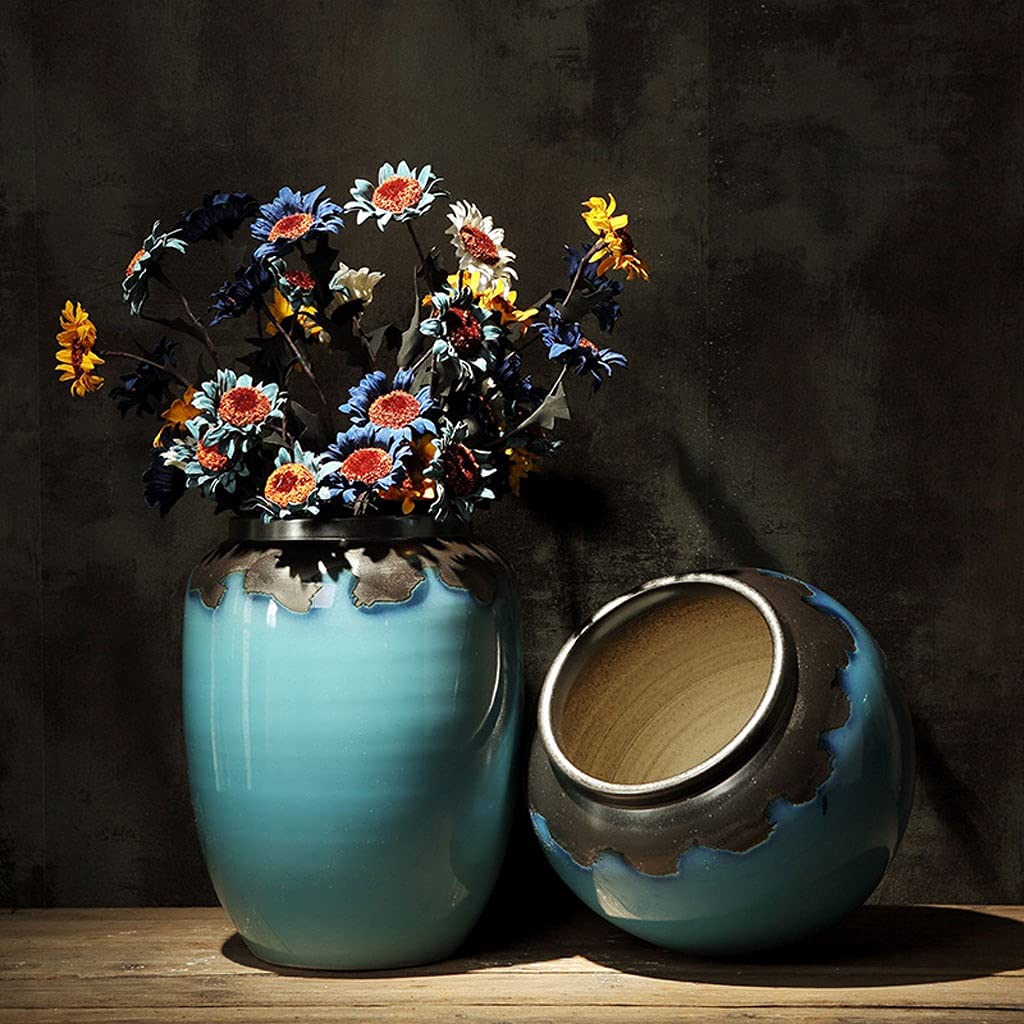 Vaso Vaso in ceramica in stile cinese Decorazione Soggiorno Composizione floreale Grande vaso da fiori dal pavimento al soffitto Arredamento for la casa nordico moderno semplice Vaso In Ceramica(A)